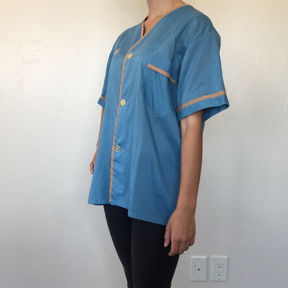 Vintage powder blue button-up with pocket!